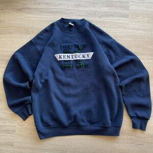 Vintage 90's Kentucky Unisex XL Sweatshirt Equestrian Retro Plaid Horses Granny